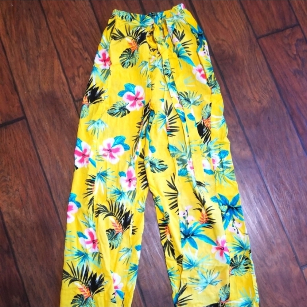 New Look Floral Yellow Flare Pants